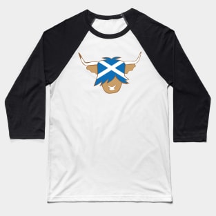 Highland cow with Scotland flag Baseball T-Shirt